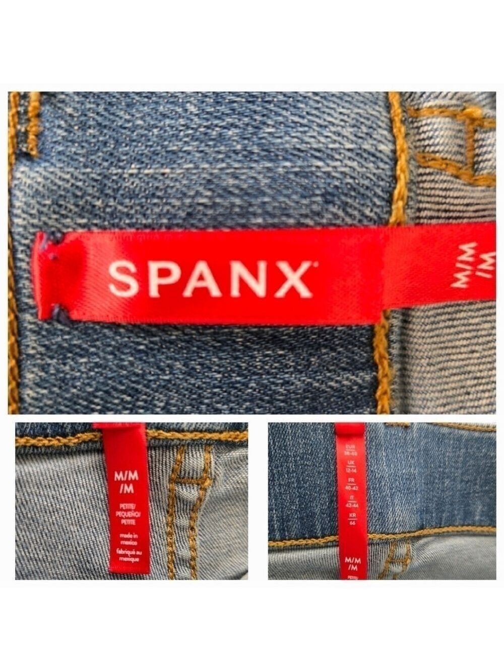 SPANX JEANS WOMENS MEDIUM WIDE LEG PULL-ON SEAMED FRONT HIGH RISE MED WASH BLUE - Picture 10 of 10